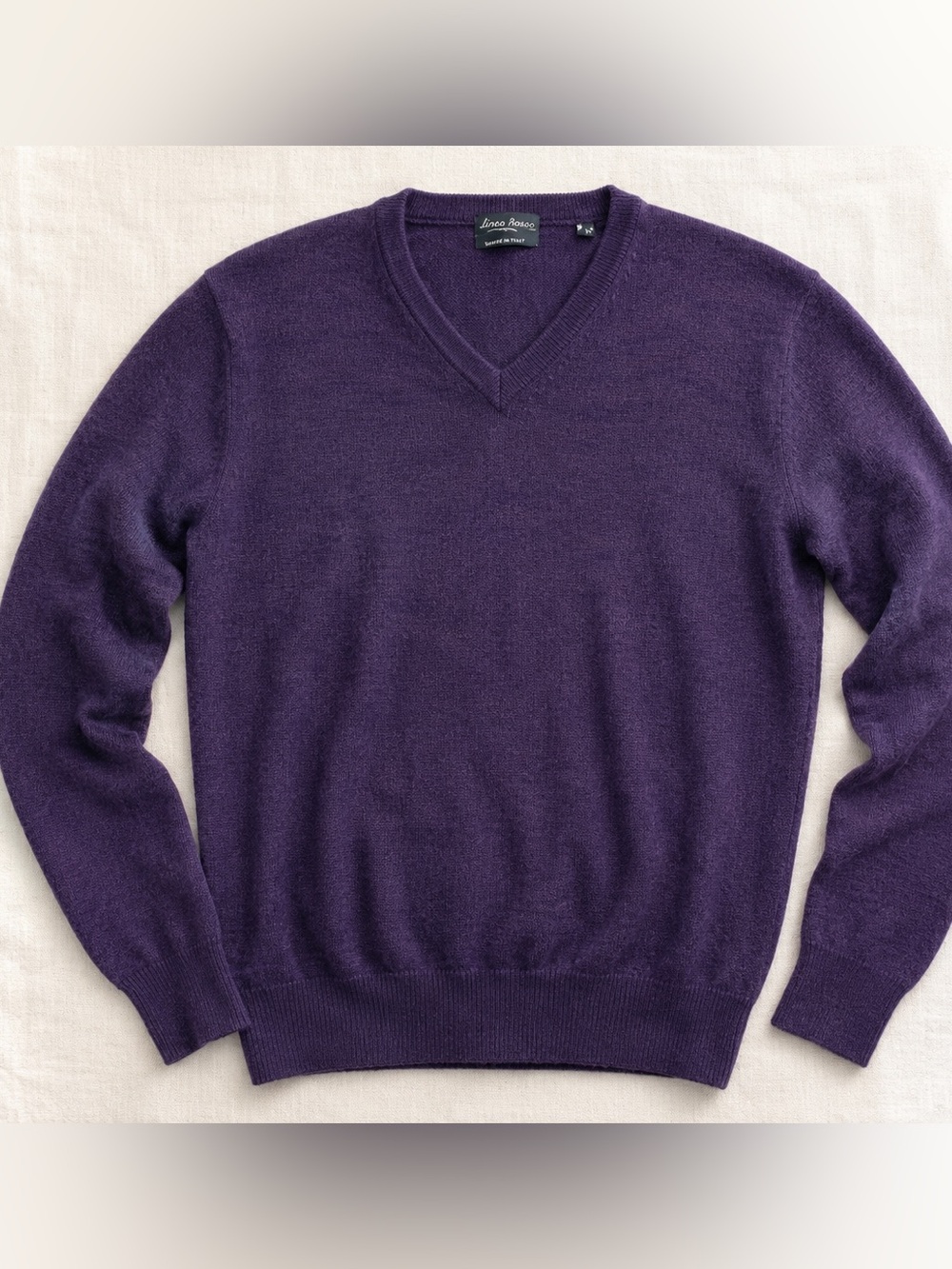 Linea Rosso Men’s Purple Wool Blend V-Neck Sweater Made in Italy M
